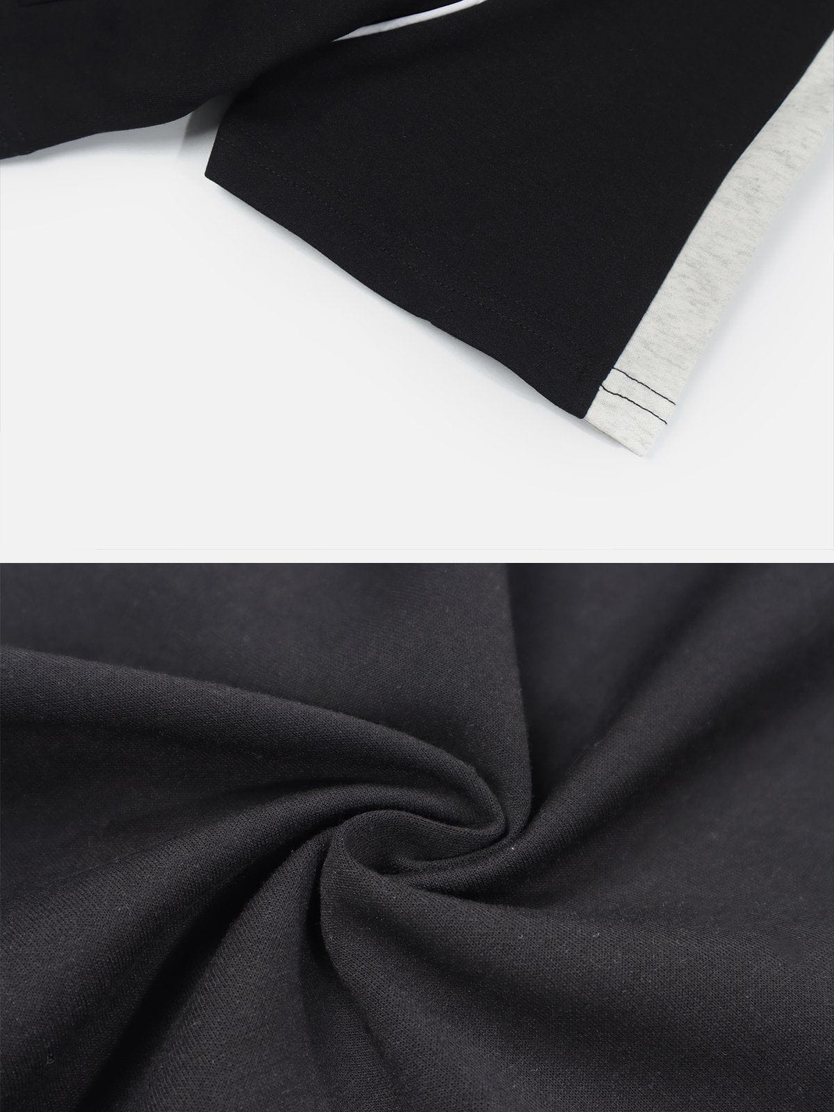Lapel Zipper Colorblock Tee