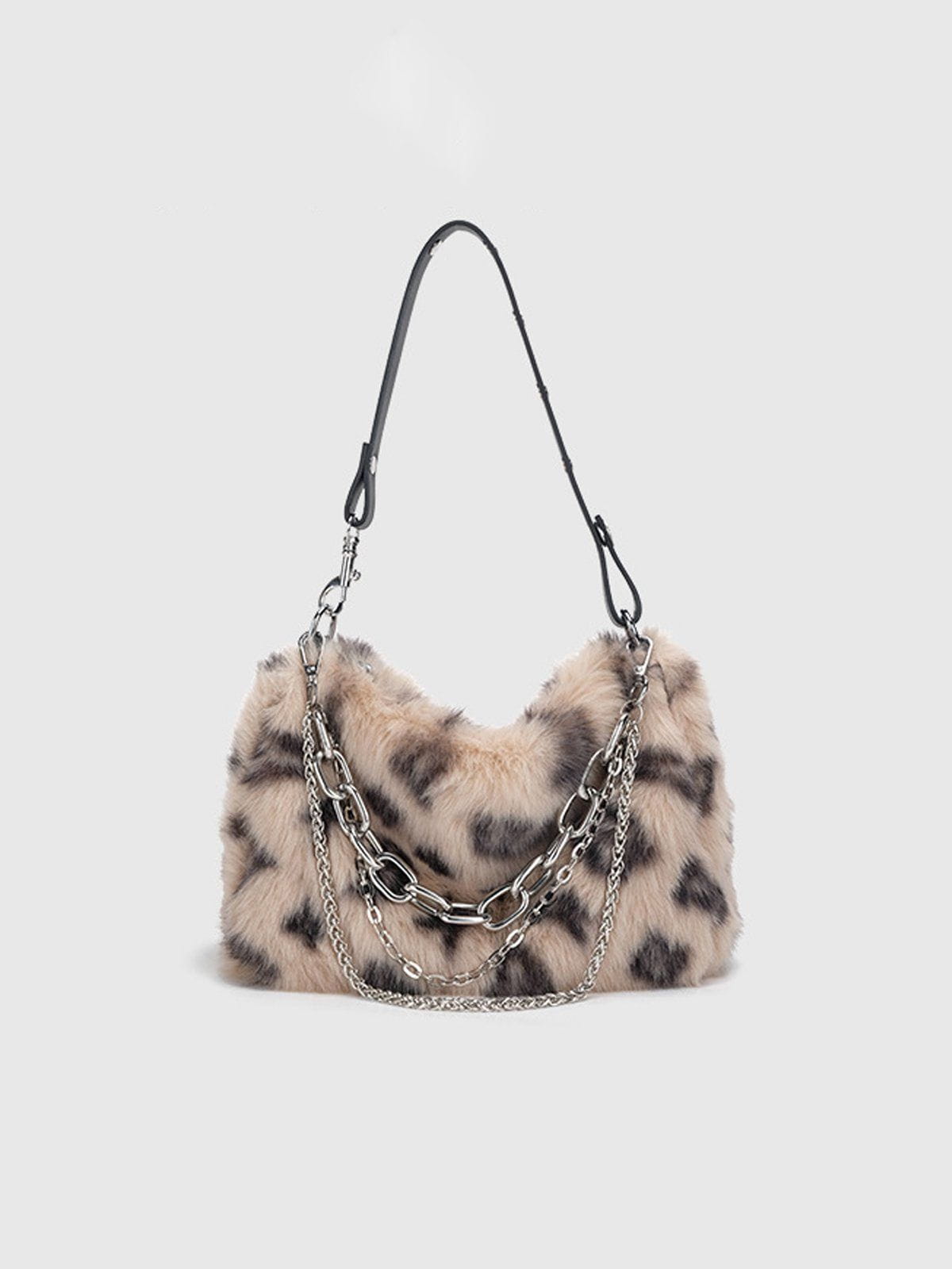 Leopard Fleece Chain Bag