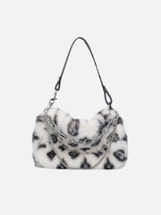 Leopard Fleece Chain Bag