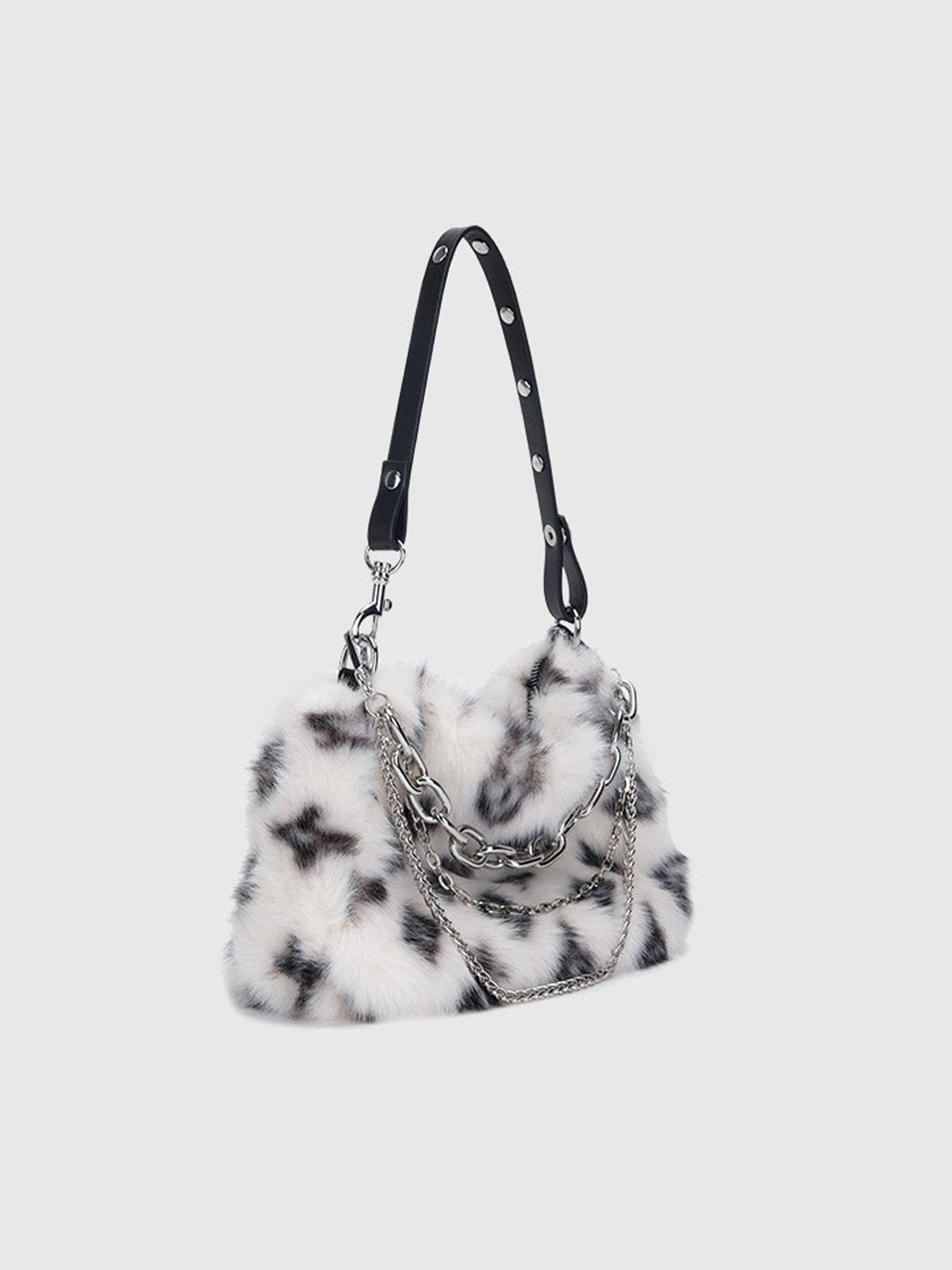 Leopard Fleece Chain Bag