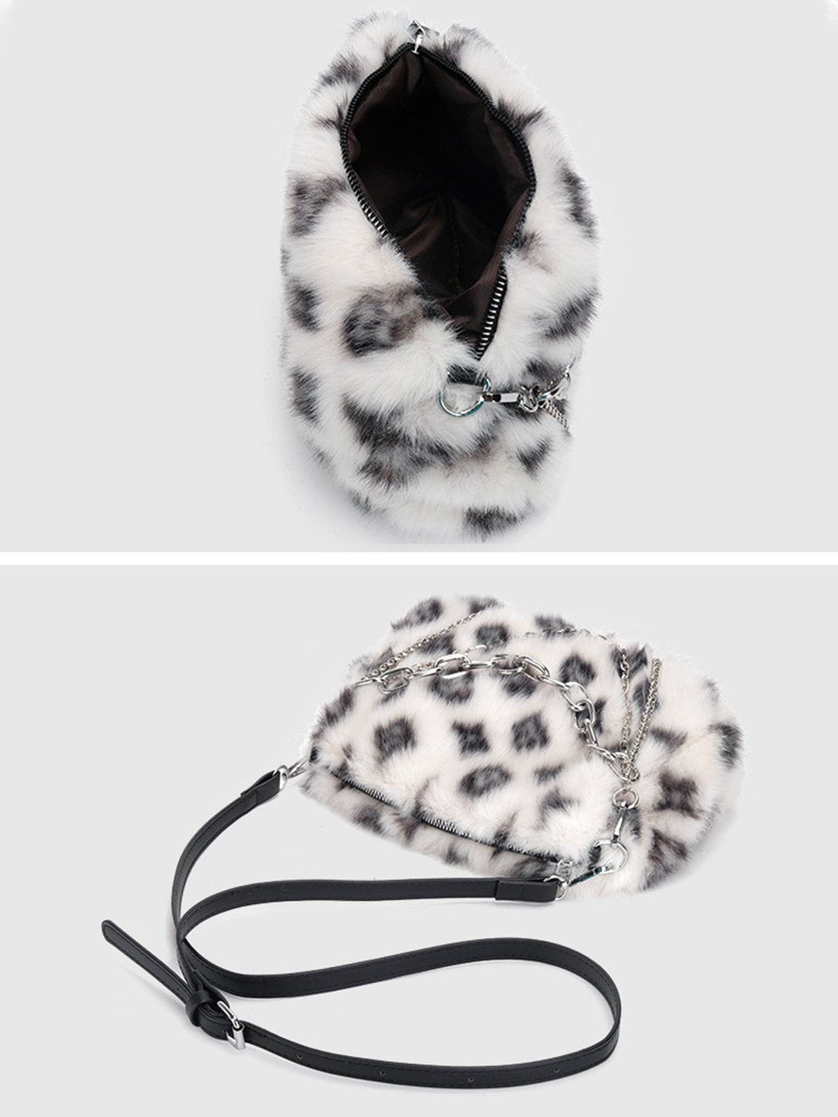 Leopard Fleece Chain Bag