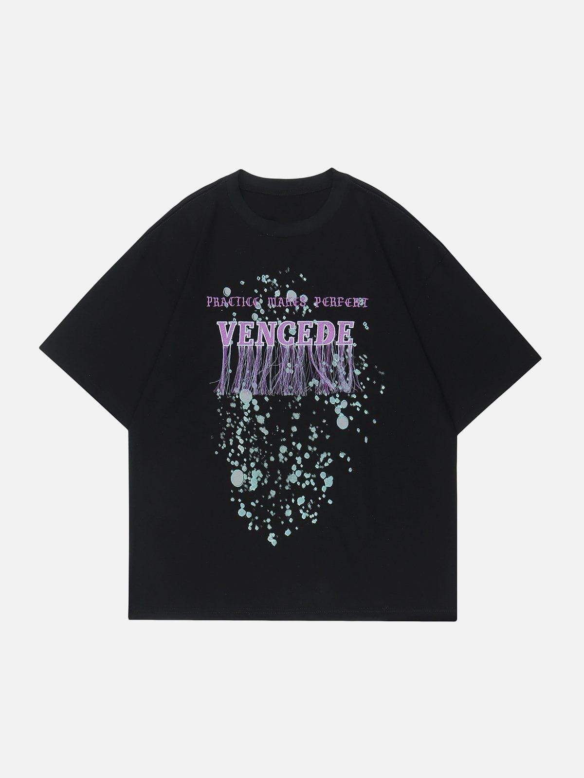 Letter Embroidered Tassel Tee