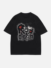 Letter Embroidery Heart Element Tee