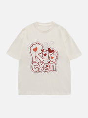 Letter Embroidery Heart Element Tee