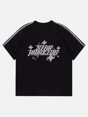Letter Embroidery Patchwork Tee