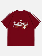 Letter Embroidery Patchwork Tee
