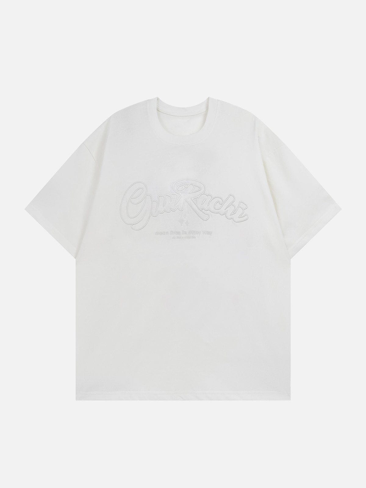 Letter Embroidery Solid Color Tee