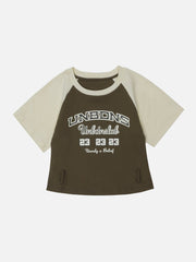 Letter Print Patchwork Tee
