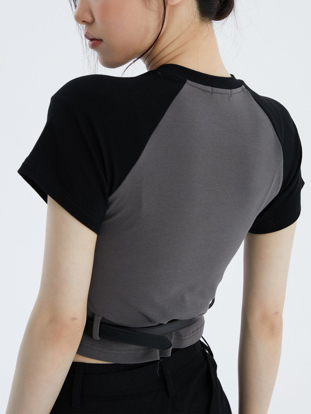 Letter Print Patchwork Tee