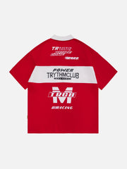 Letter Print Polo Collar Tee