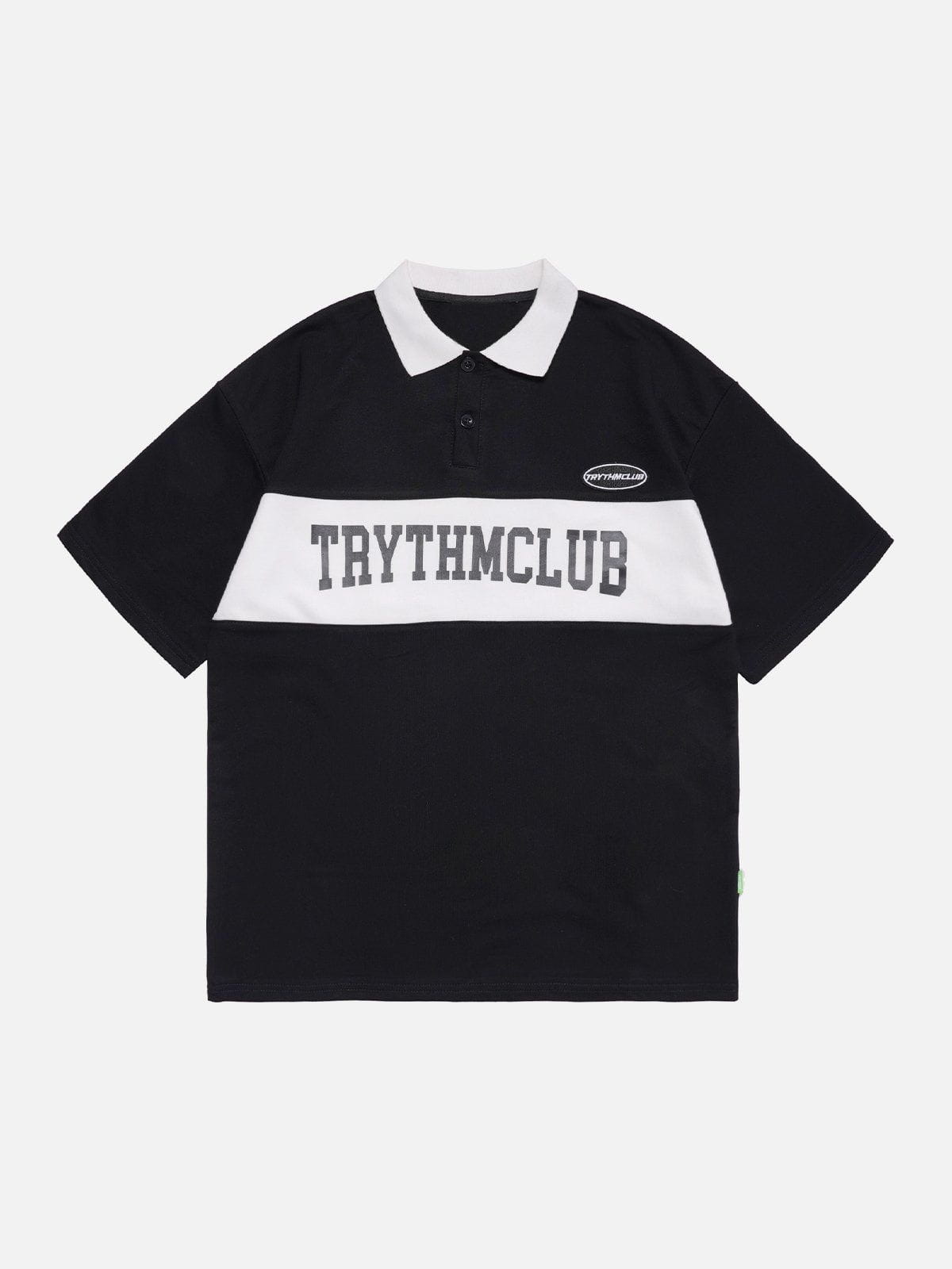 Letter Print Polo Collar Tee