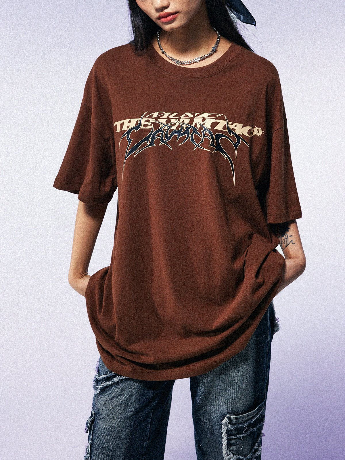 Letter Print Solid Tee