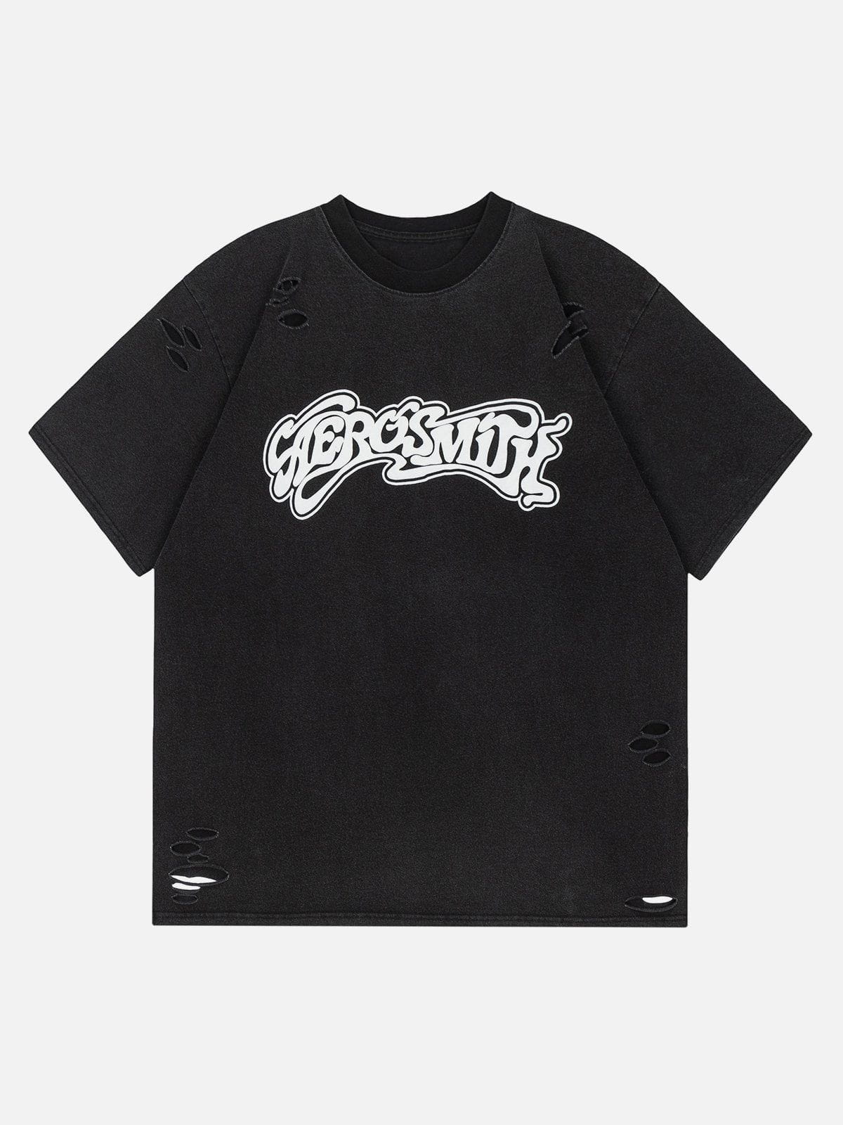 Letter Print Torn Tee