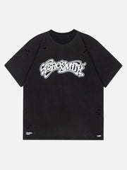 Letter Print Torn Tee