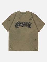 Letter Print Torn Tee