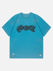 Letter Print Torn Tee