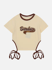 Letter Printing Drawstring Tee