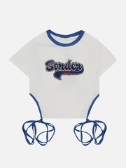 Letter Printing Drawstring Tee