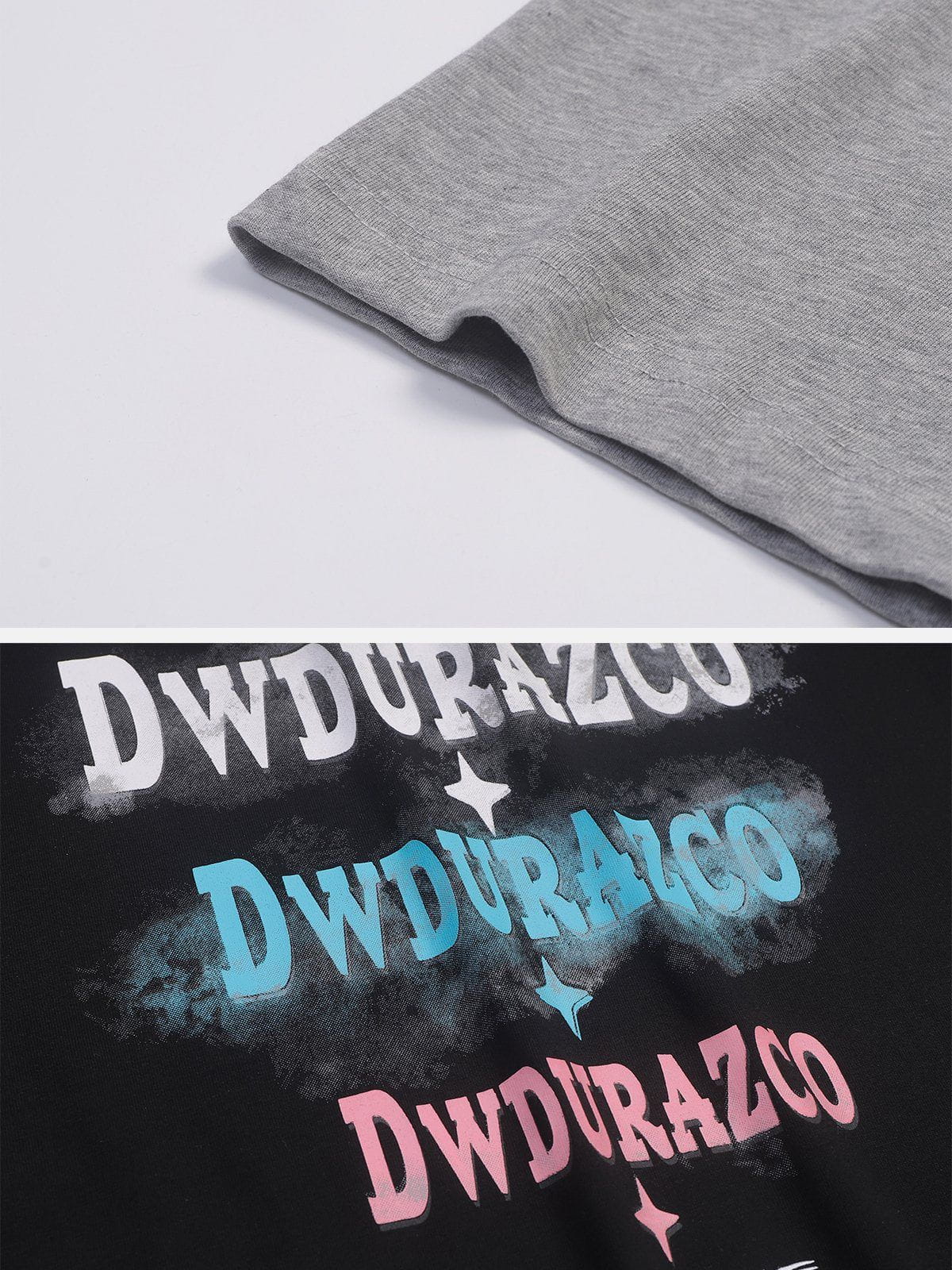 Letter Printing Patchwork Tee