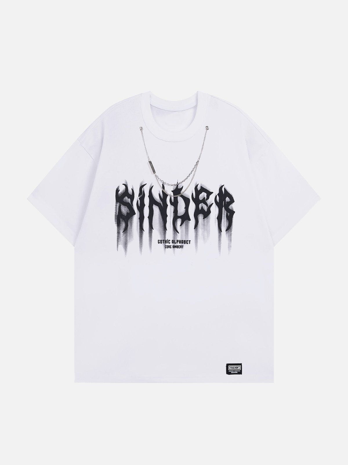 Letter Shadow Chain Decoration Tee