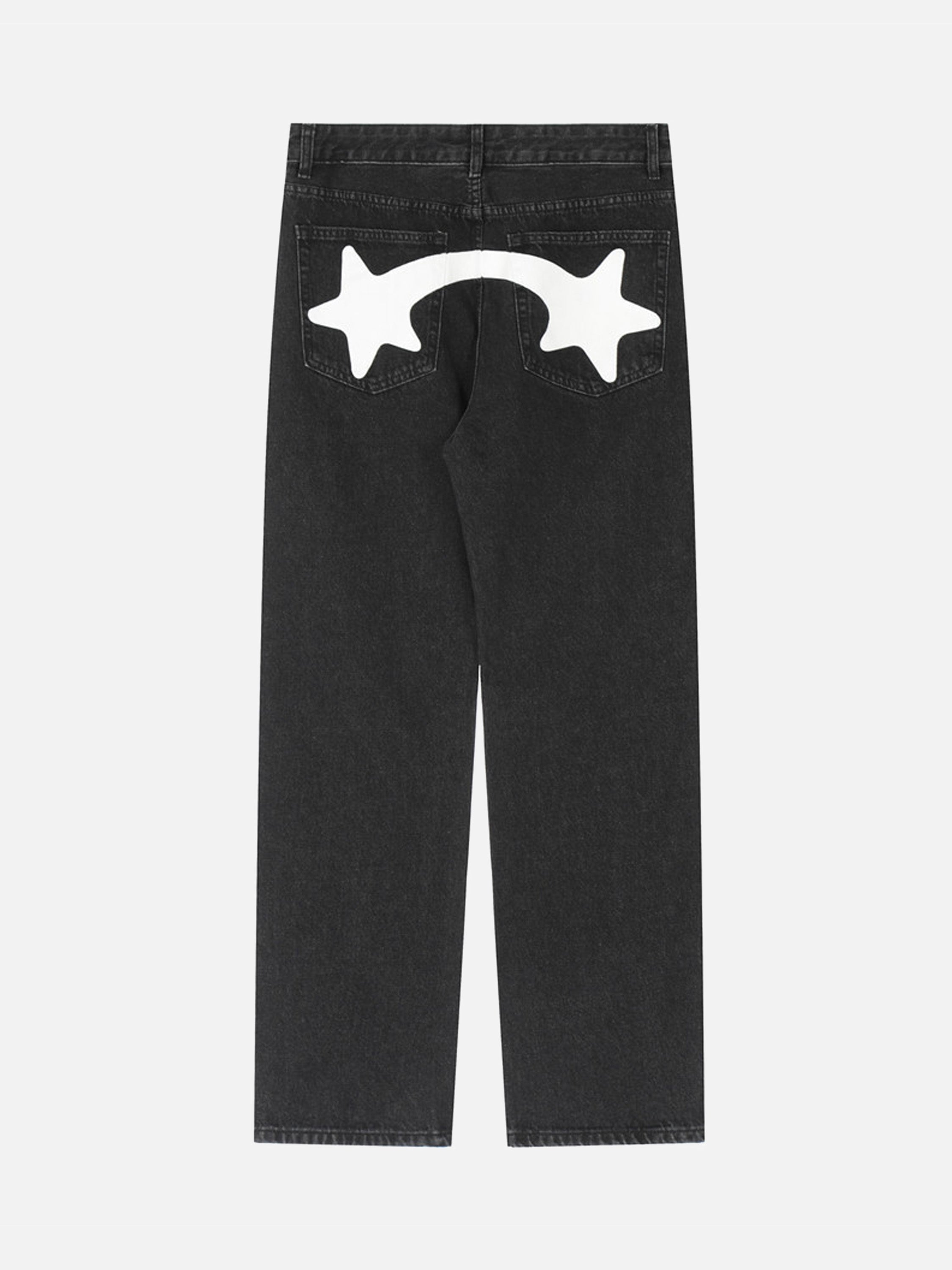 Lightning Pentagram Print Straight Jeans - 1922