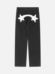 Lightning Pentagram Print Straight Jeans - 1922