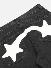 Lightning Pentagram Print Straight Jeans - 1922