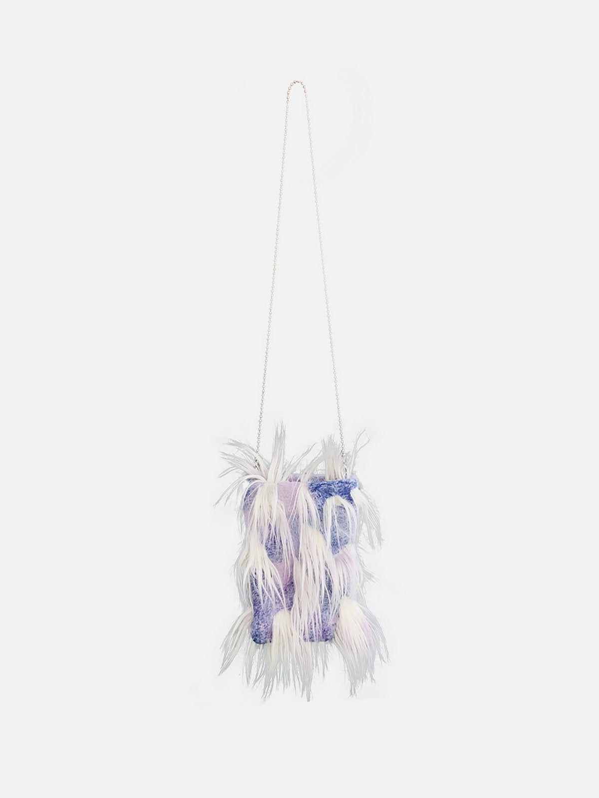 Lilac Plush Fringe Crossbody Bag