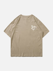 Gewaschenes T-Shirt mit Linienbuchstaben-Print