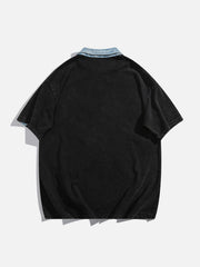 Love Denim Patch Embroidery POLO Tee