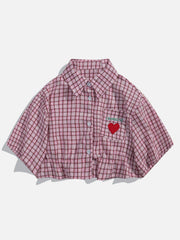 Love Embroidered Plaid Tee