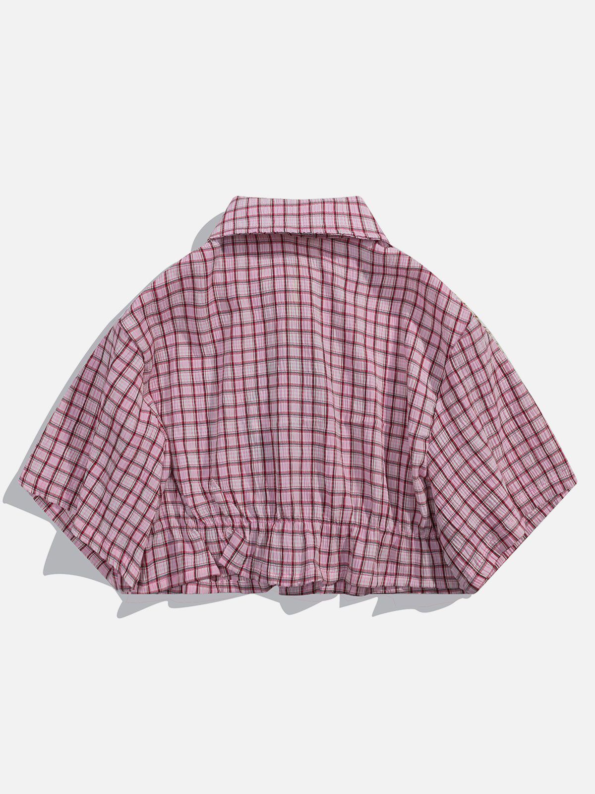 Love Embroidered Plaid Tee