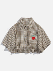 Love Embroidered Plaid Tee