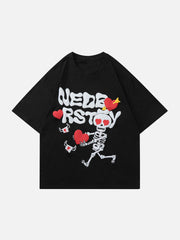 T-Shirt mit „Love“-Skelett-Grafik 