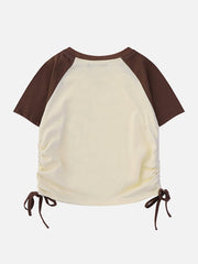 M Letter Print Drawstring Tee