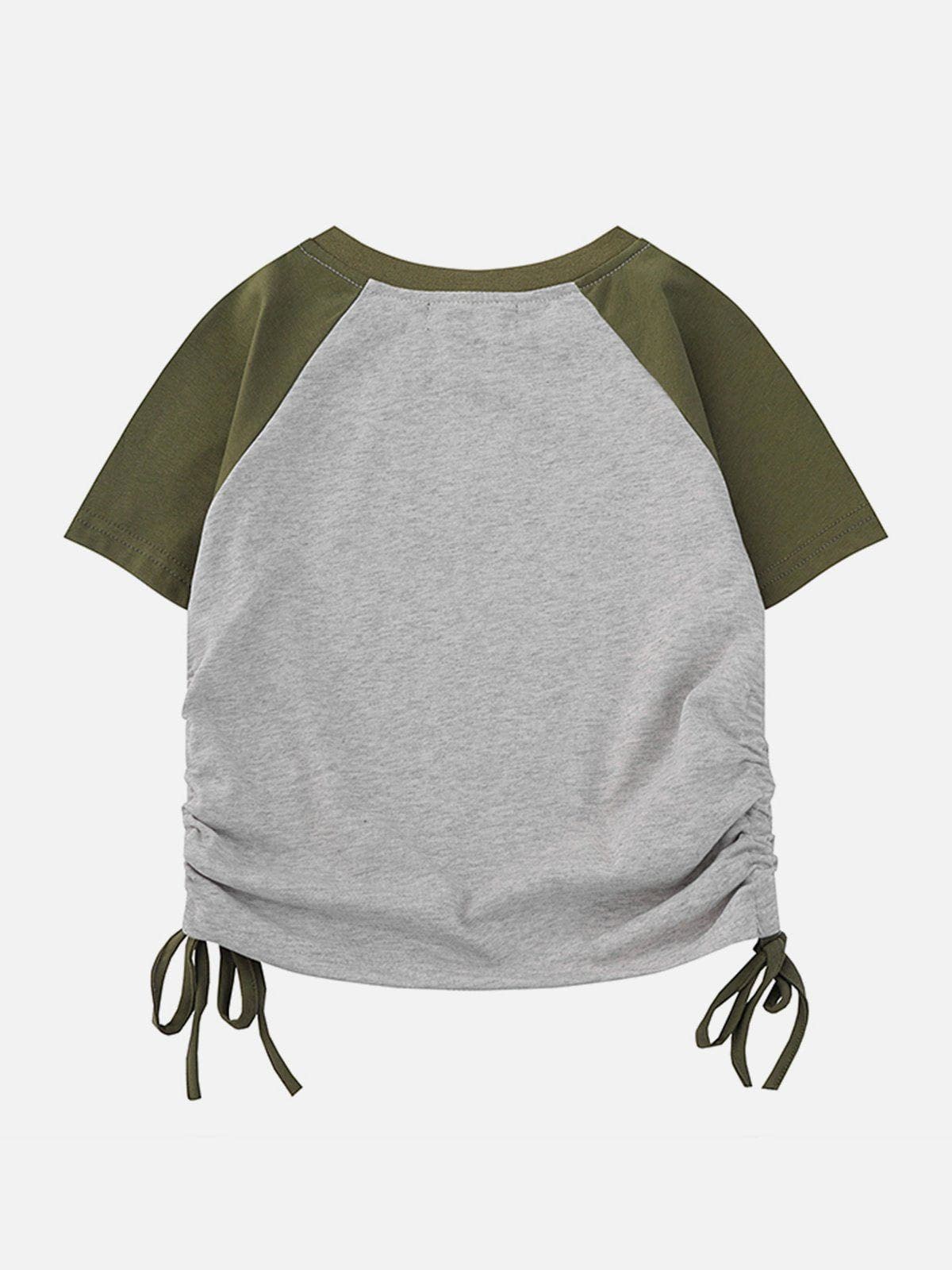 M Letter Print Drawstring Tee