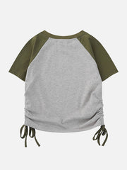 M Letter Print Drawstring Tee