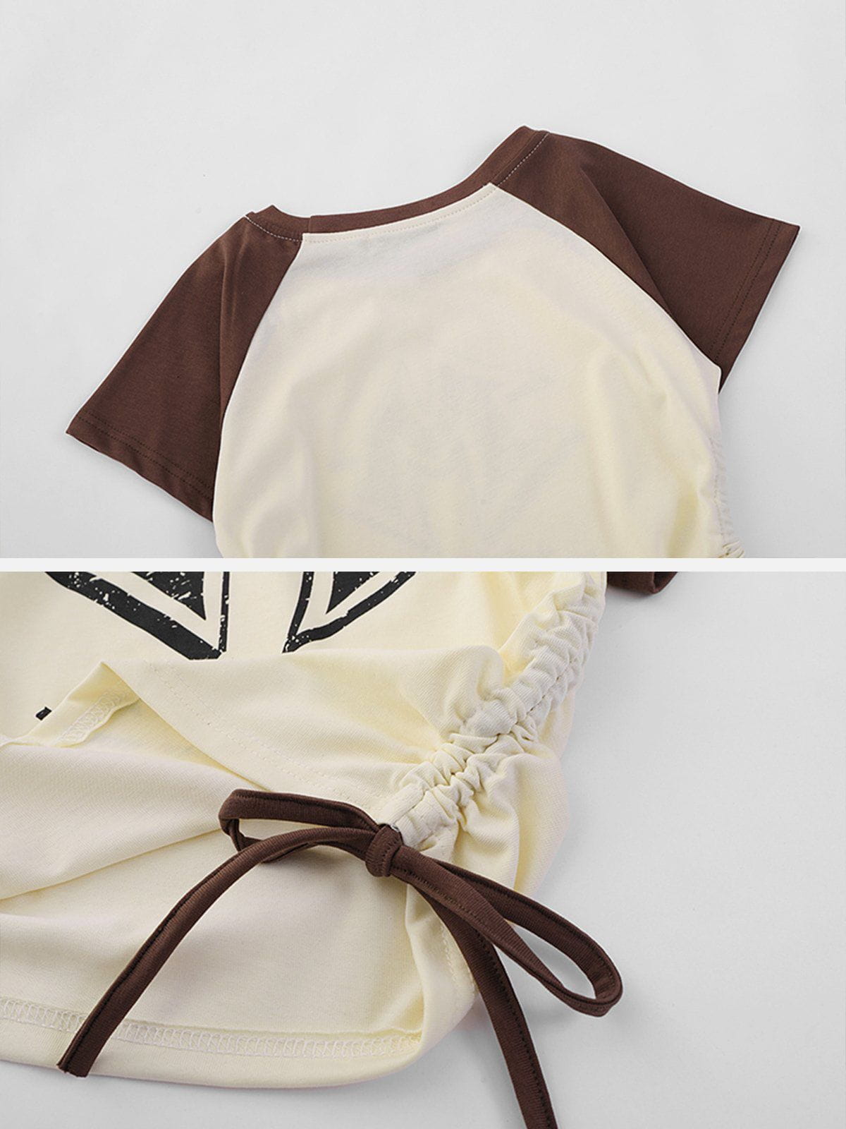 M Letter Print Drawstring Tee