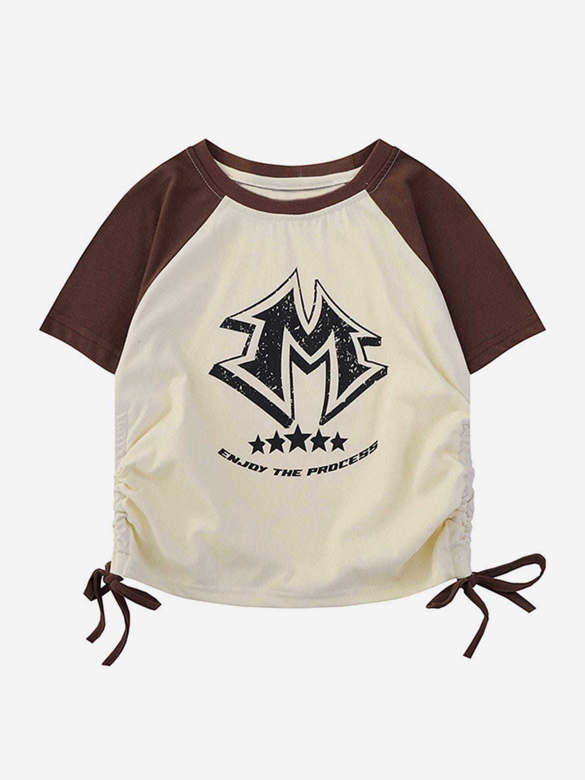 M Letter Print Drawstring Tee