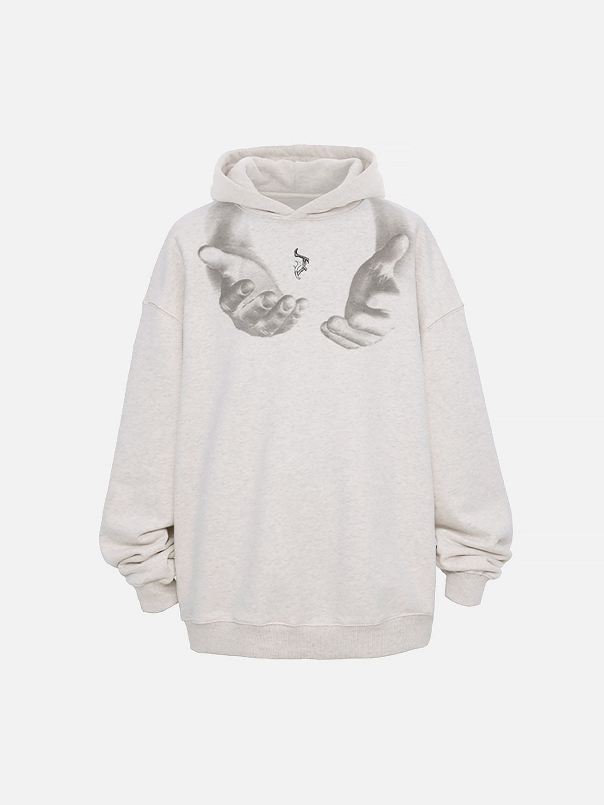 Sweat à capuche imprimé main et monogramme brodé - 1876 