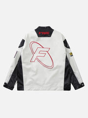 Motorrad-Rennjacke aus PU-Leder mit Nähten -1370 