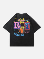 Multicolor Flame Letter Tee