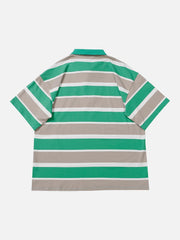 Multicolor Stripe Embroidered Letter POLO Tee