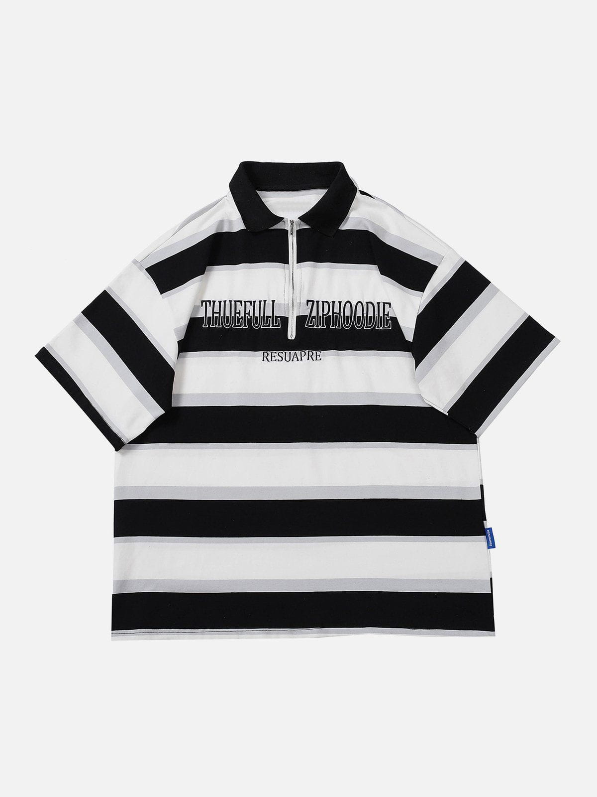 Multicolor Stripe Embroidered Letter POLO Tee