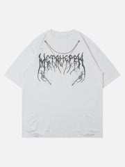 T-Shirt mit Halskette und Blitz-Print 