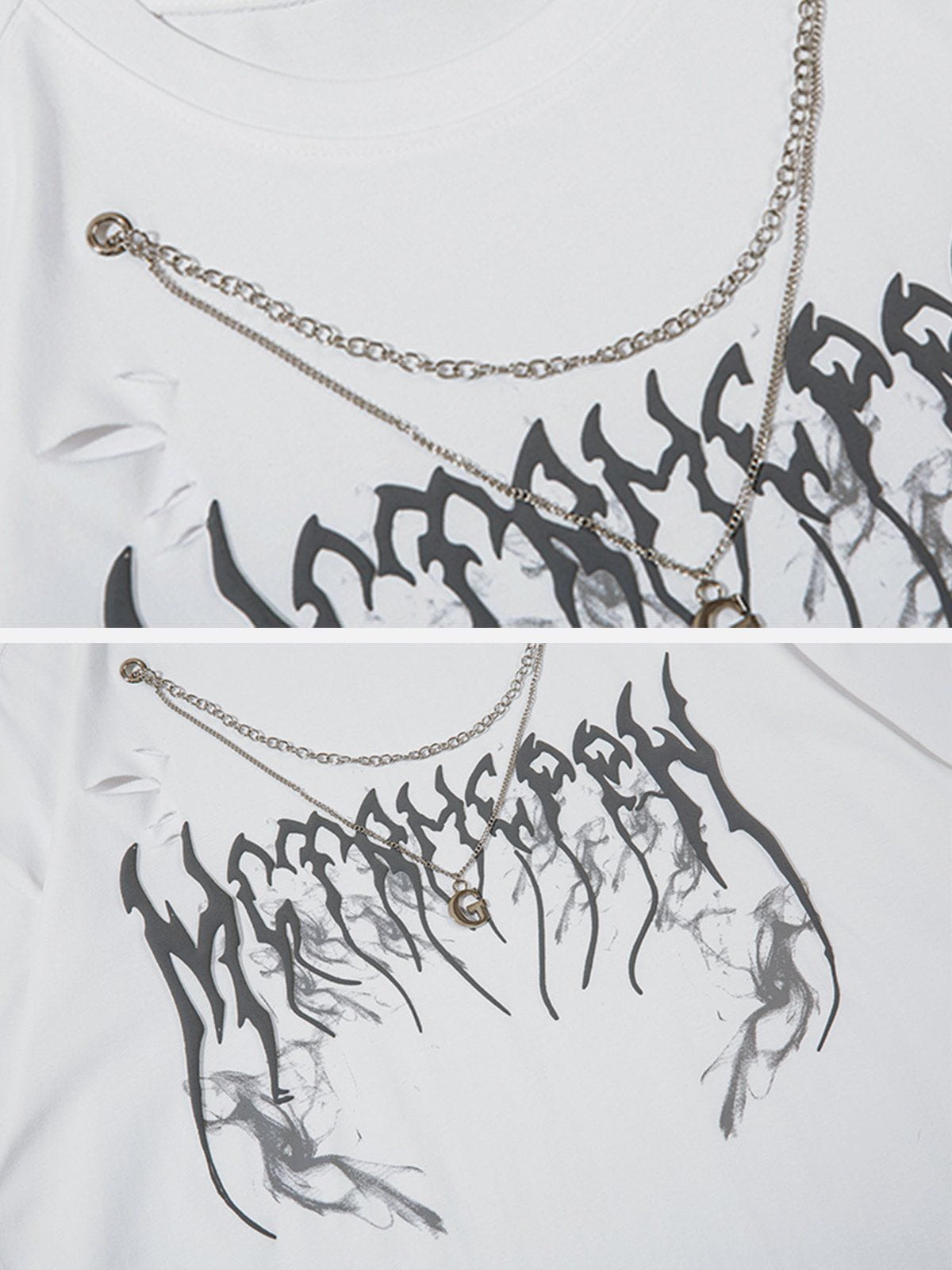 T-Shirt mit Halskette und Blitz-Print 