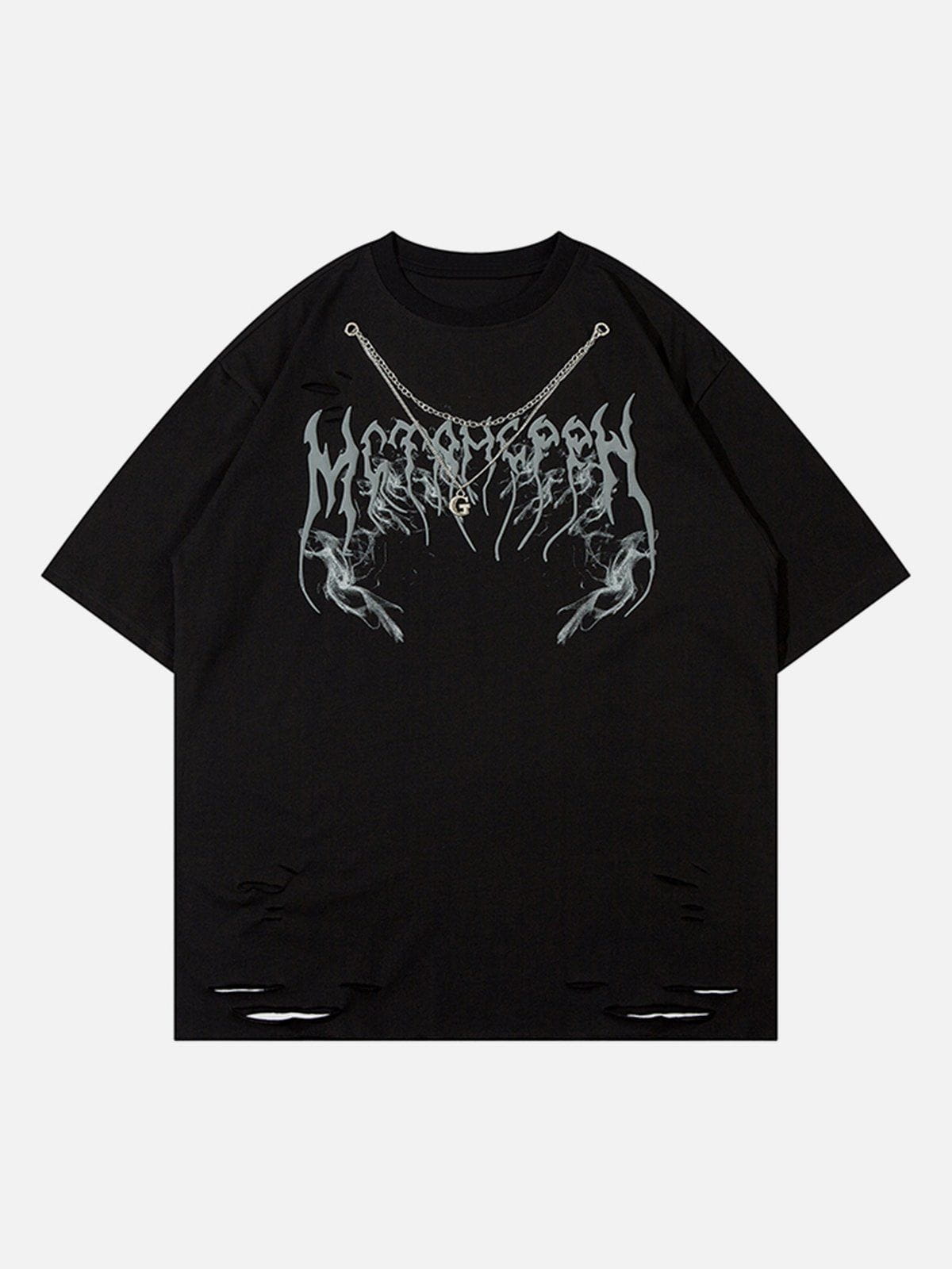T-Shirt mit Halskette und Blitz-Print 