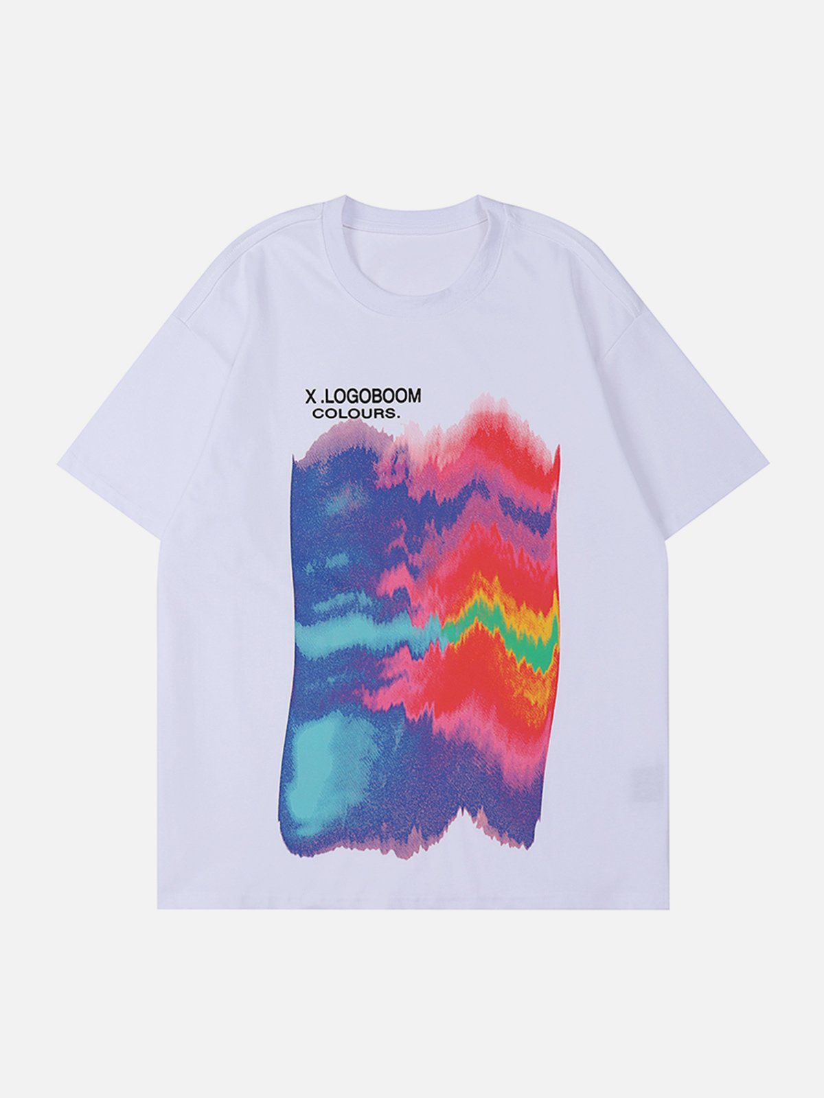 T-Shirt mit Ölgemälde-Regenbogen-Print 