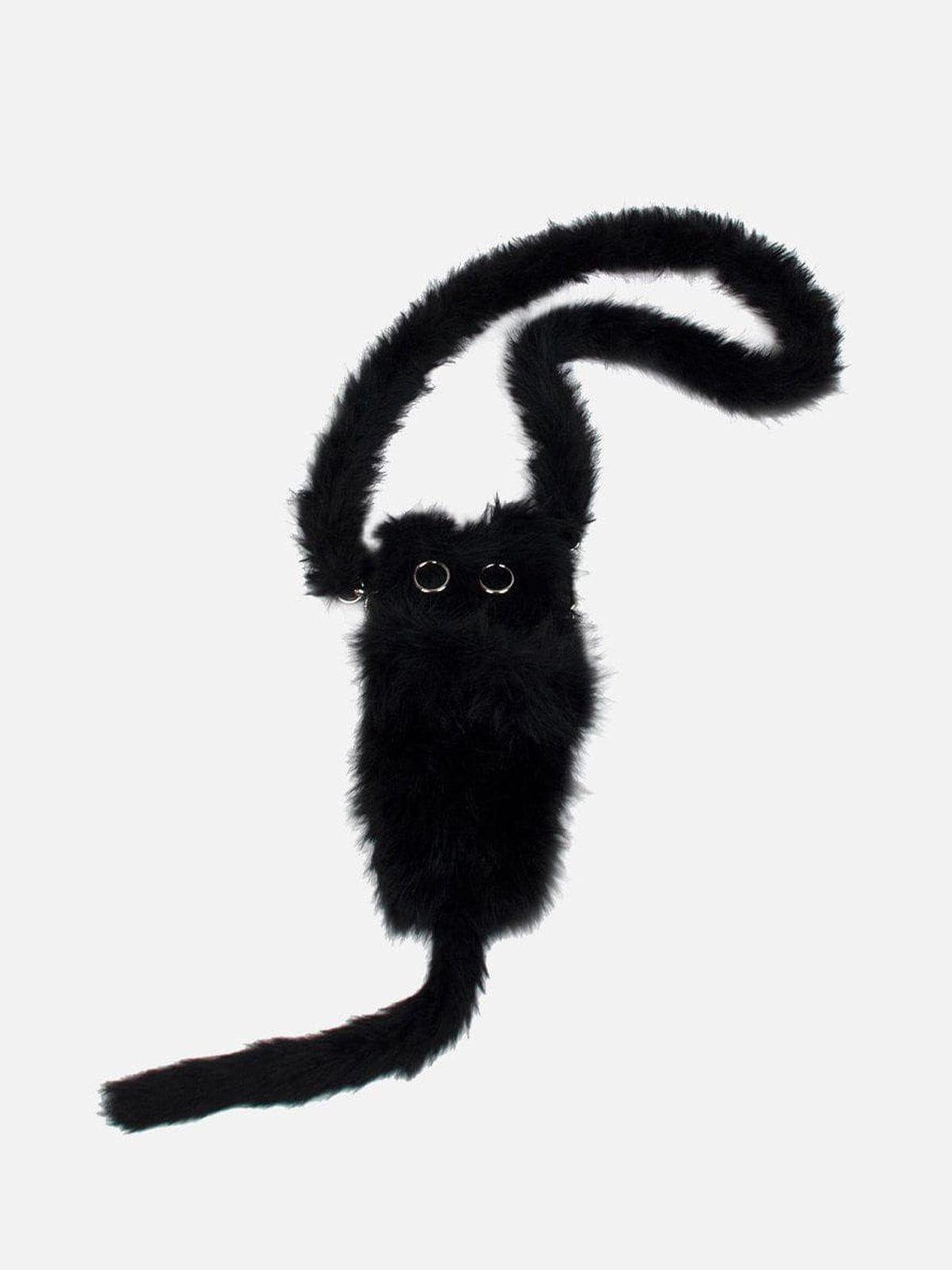 Original Black Plush Aloof Cat Phone Wallet