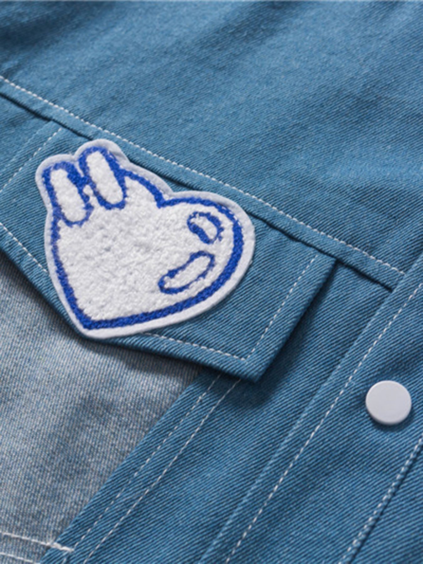 Patch Embroidered Denim Patchwork Baseball Jacket